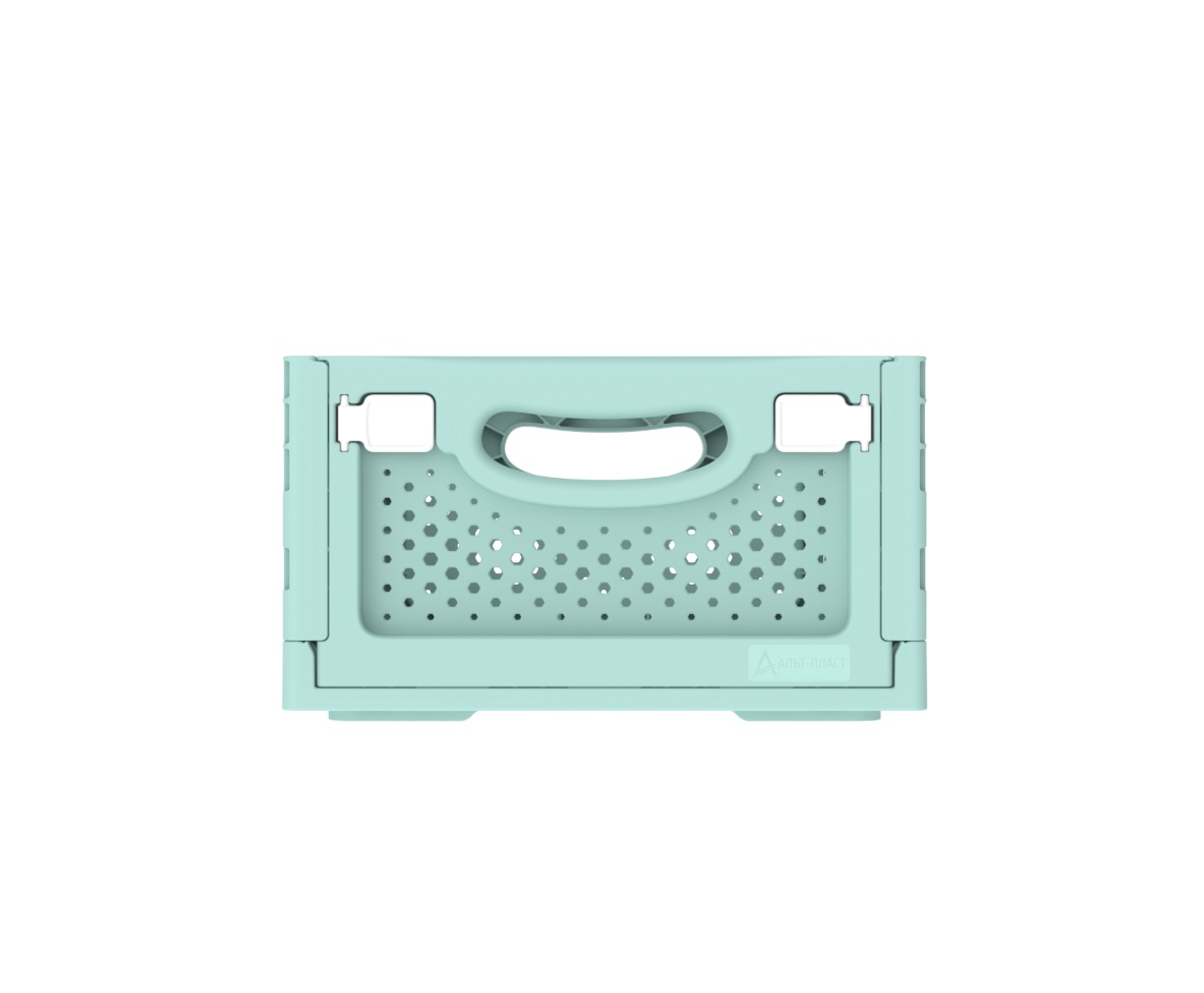 Ящик складной с перфорированными стенками и кнопками-фиксаторами (400×300×170мм) (мята) 