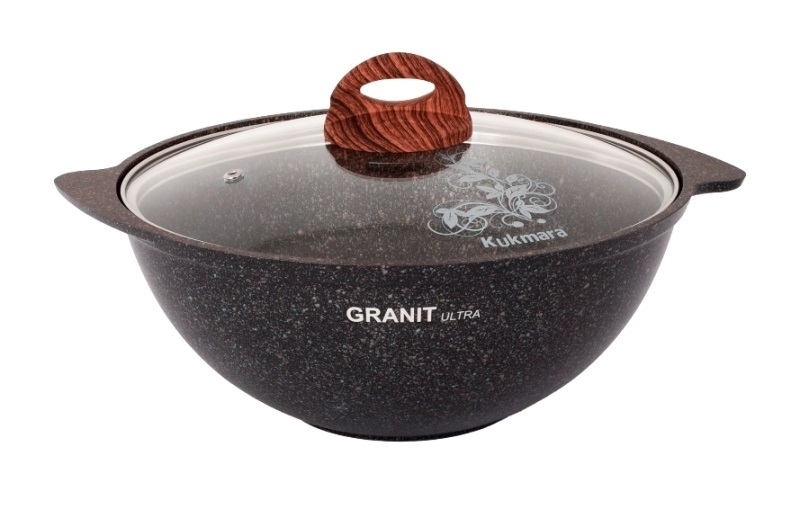 Казан 4,5л для плова Kukmara Granit ultra original крышка стекло Казан 4,5л для плова Kukmara Granit ultra original крышка стекло