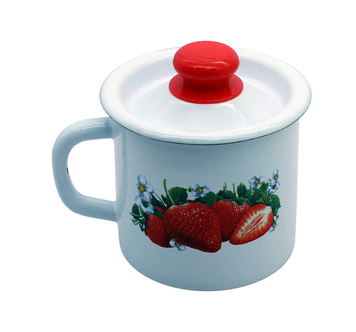 Кружка 1л с крышкой Клубника 